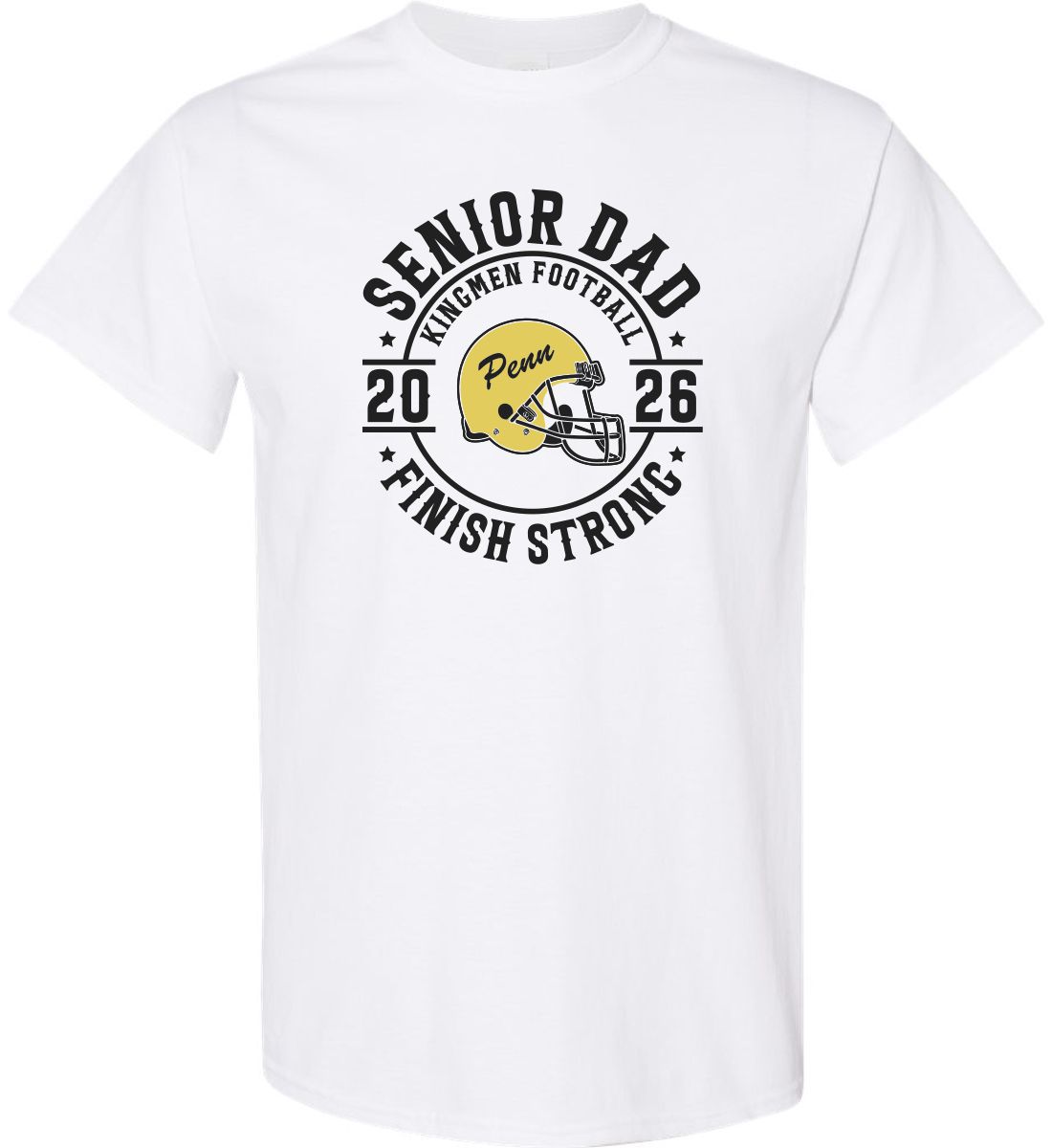 White Short Sleeve T-Shirt (Penn Football Design A)