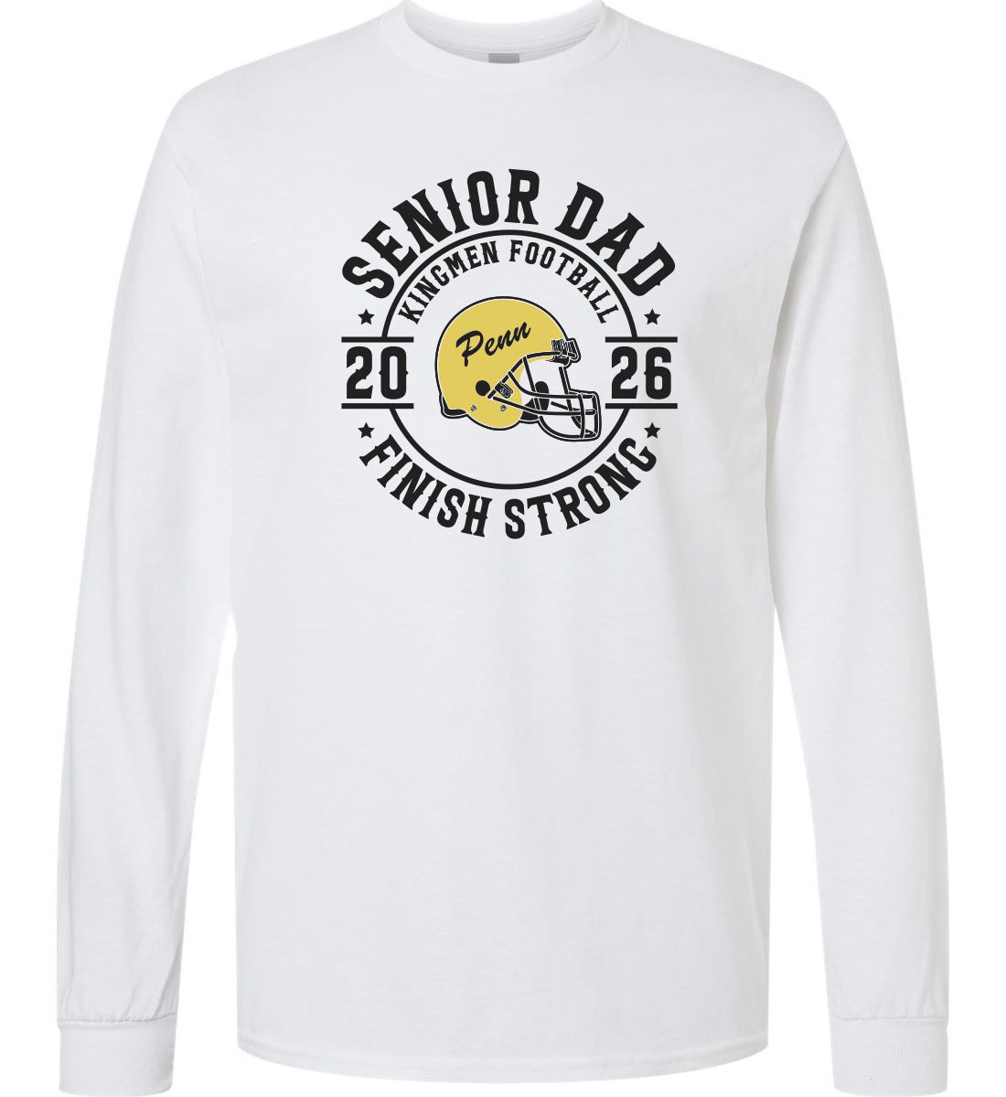 White Long Sleeve T-Shirt (Penn Football Design A)