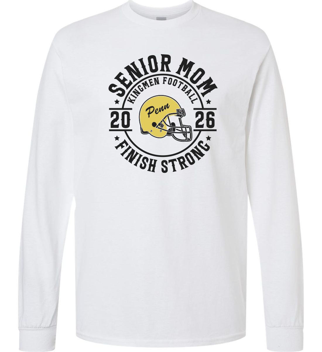 White Long Sleeve T-Shirt (Penn Football Design B)
