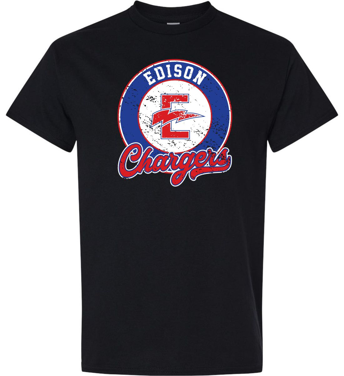 Black Short Sleeve T-Shirt (Edison K-8 School Design H)