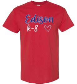 Red Short Sleeve T-Shirt (Edison K-8 School Design K)