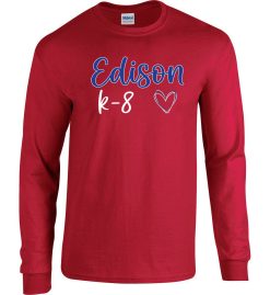 Red Long Sleeve T-Shirt (Edison K-8 School Design K)