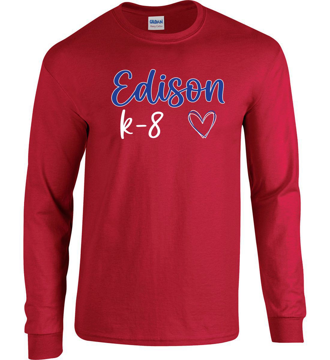 Red Long Sleeve T-Shirt (Edison K-8 School Design K)