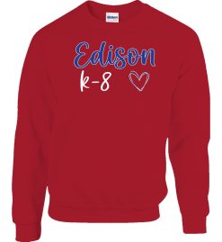 Red Crewneck Sweatshirt (Edison K-8 School Design K)