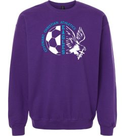 Purple Crewneck Sweatshirt (Covenant Christian Soccer Design C)