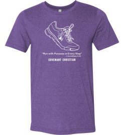 Team Purple Short Sleeve T-Shirt (Covenant Christian Cross Country Design C)