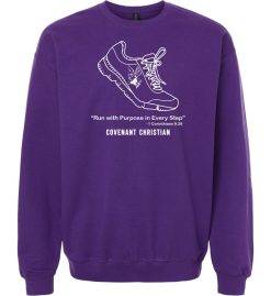 Purple Crewneck Sweatshirt (Covenant Christian Cross Country Design C)