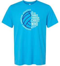 Neon Blue Short Sleeve T-Shirt (Covenant Christian Volleyball Design C)