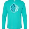 Teal Long Sleeve T-Shirt (Covenant Christian Volleyball Design C)