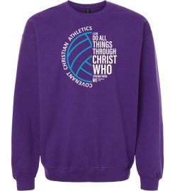 Purple Crewneck Sweatshirt (Covenant Christian Volleyball Design C)