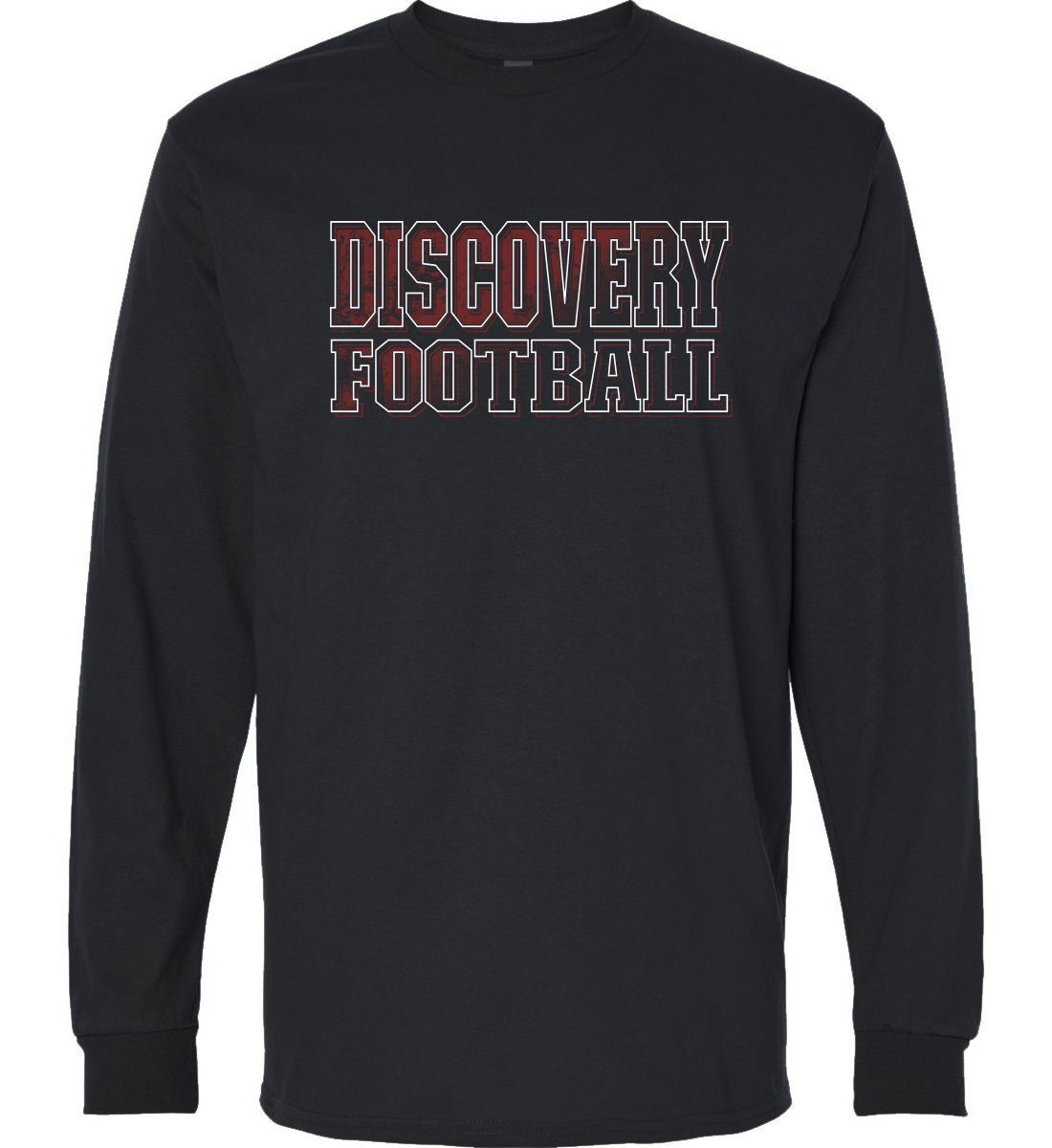 Black Long Sleeve T-Shirt (Discovery Football Design A)