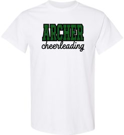 White with Glitter Ink Short Sleeve T-Shirt (Discovery Cheer Design A)