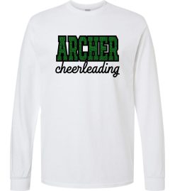 White with Glitter Ink Long Sleeve T-Shirt (Discovery Cheer Design A)