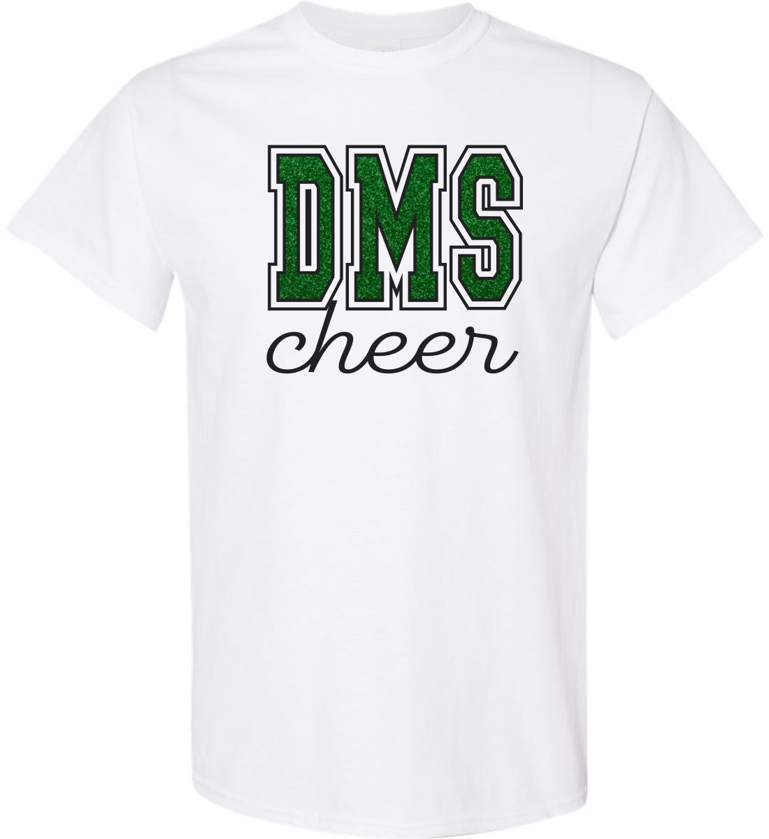 White with Glitter Ink Short Sleeve T-Shirt (Discovery Cheer Design B)