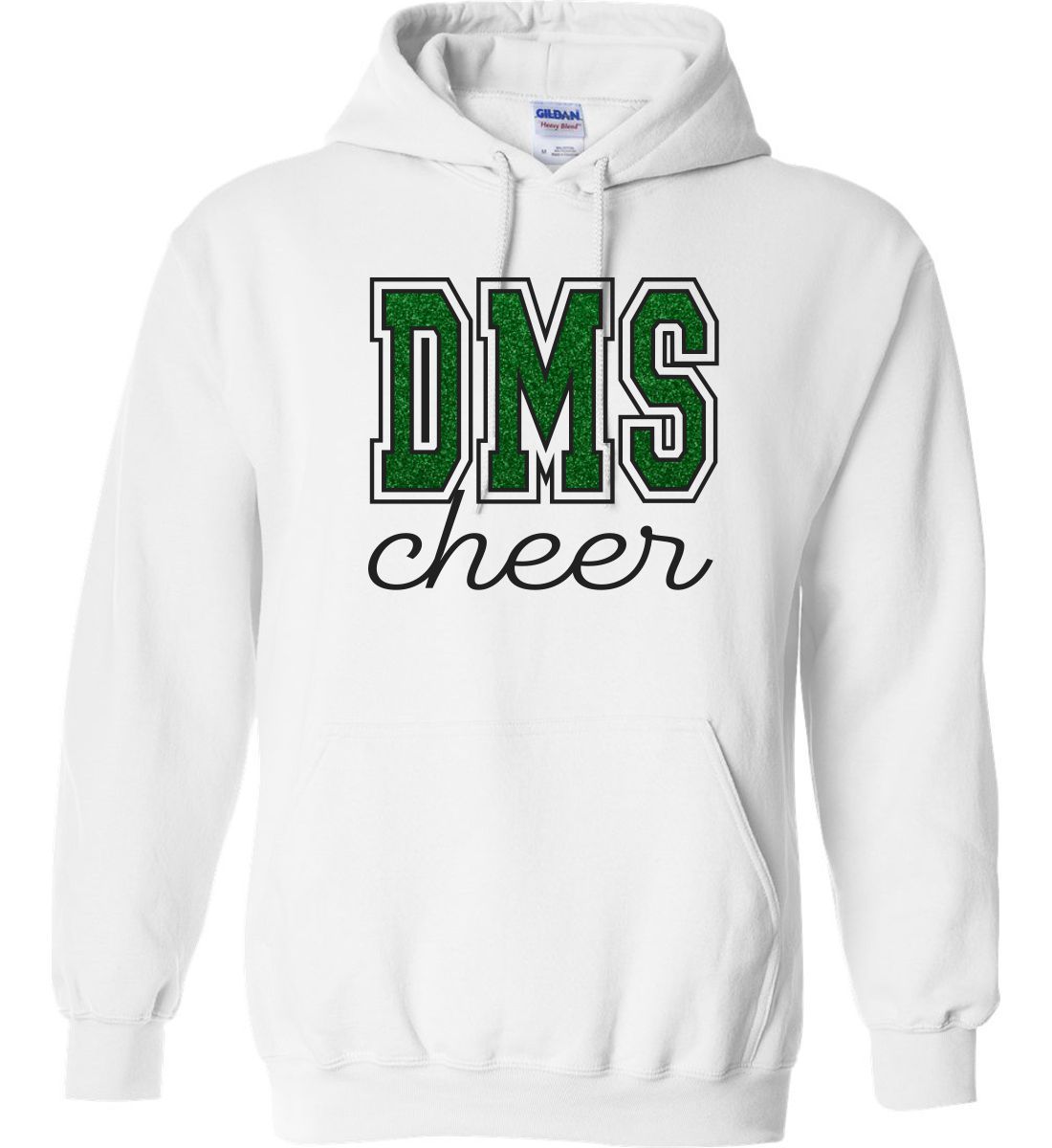 White with Glitter Ink Hoodie (Discovery Cheer Design B)