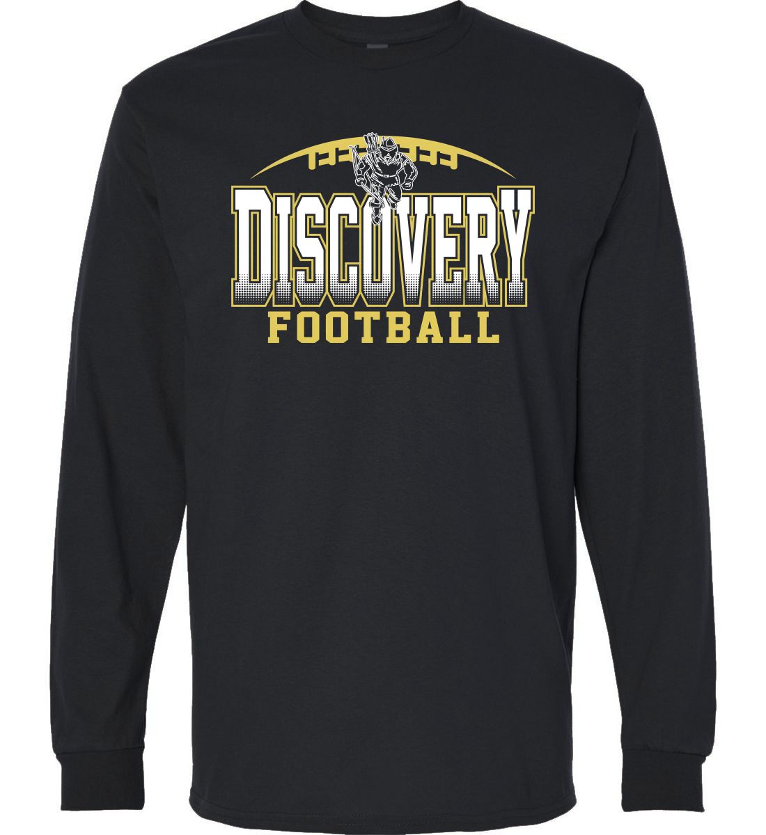 Black Long Sleeve T-Shirt (Discovery Football Design B)