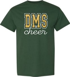 Dark Green with Glitter Ink Short Sleeve T-Shirt (Discovery Cheer Design B)