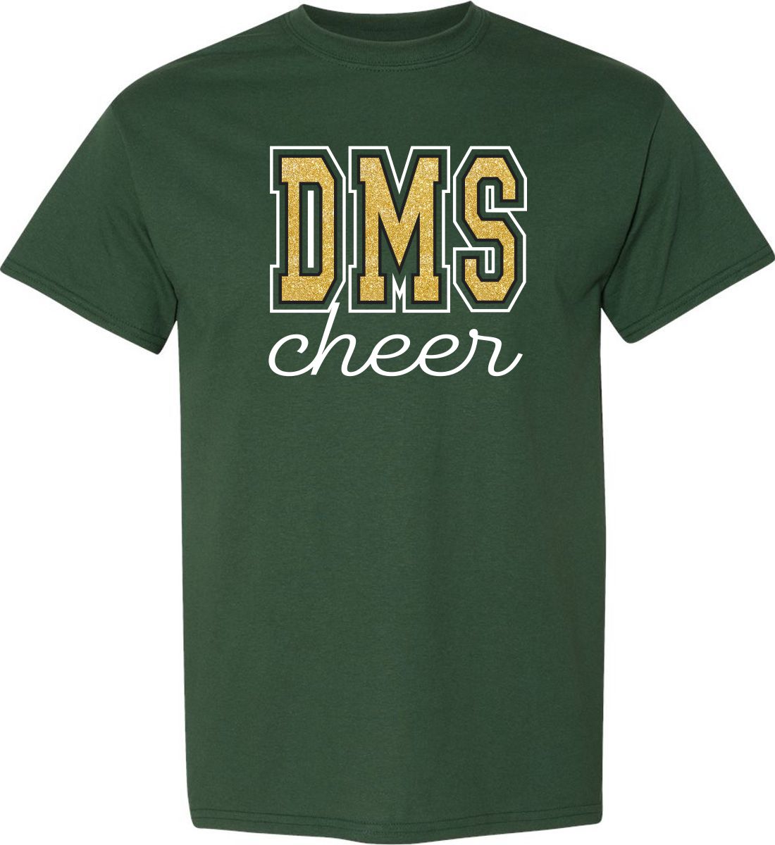 Dark Green with Glitter Ink Short Sleeve T-Shirt (Discovery Cheer Design B)
