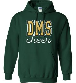 Fan Dark Green with Glitter Ink Hoodie (Discovery Cheer Design B)
