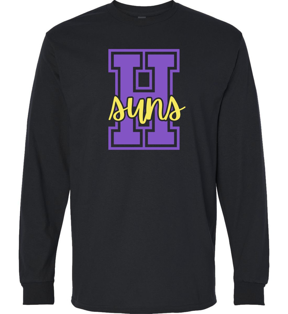 Black Long Sleeve T-Shirt (Horizon Design H)