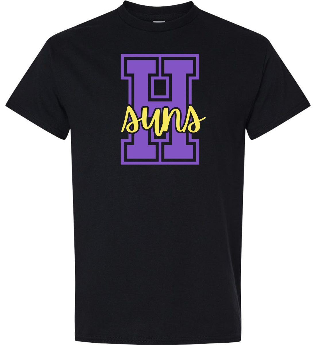 Black Short Sleeve T-Shirt (Horizon Design H)