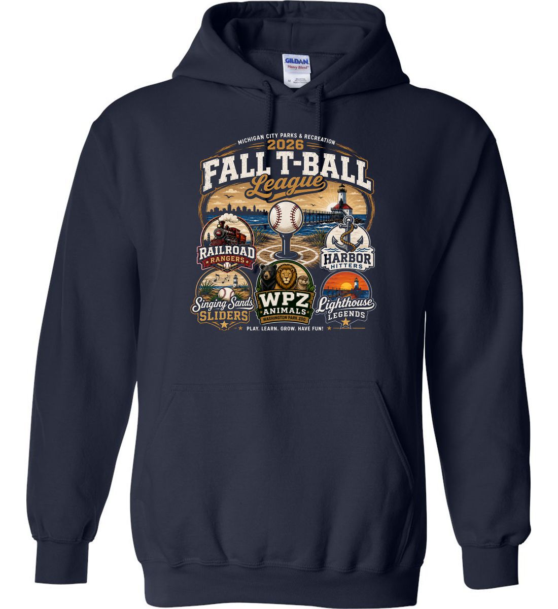 Navy Hoodie (Michigan City Parks Fall League)