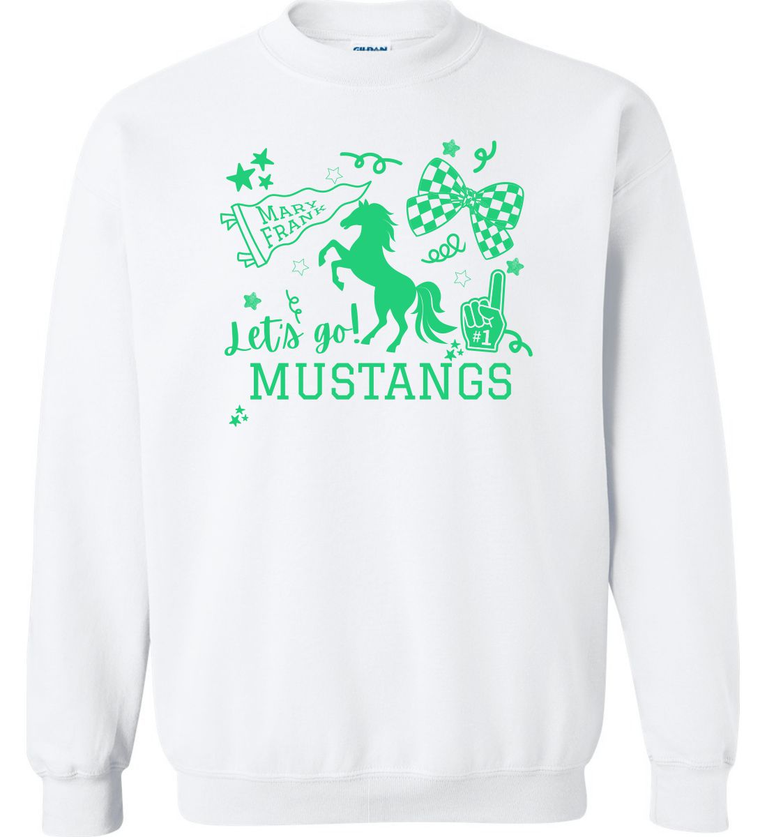 White Crewneck Sweatshirt (Mary Frank Elementary Design B)