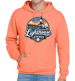 Retro Heather Coral Hoodie (Michigan City Parks Fall League)