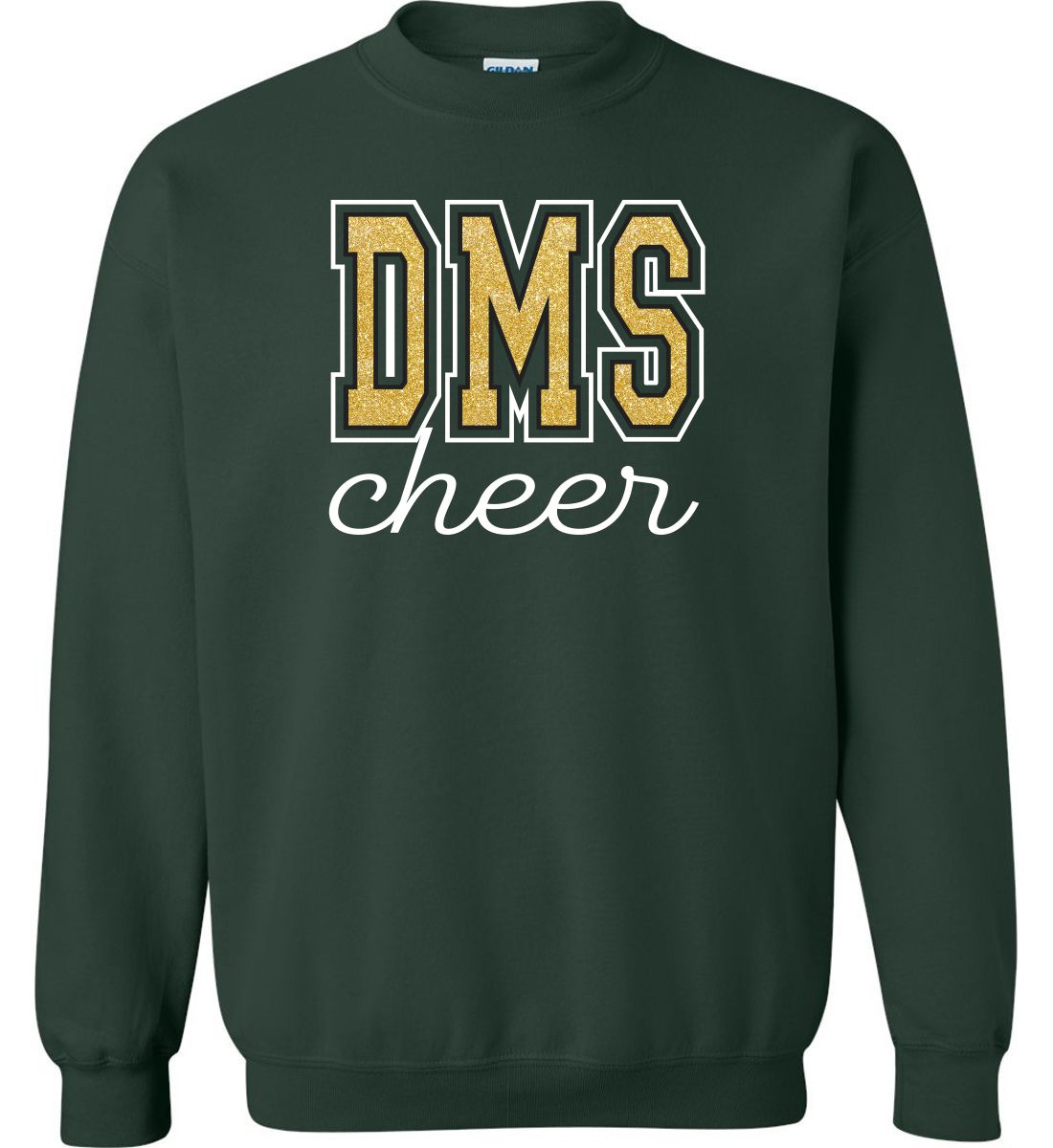 Forest Green with Glitter Ink Crewneck Sweatshirt (Discovery Cheer Design B)