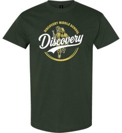 Forest Green Short Sleeve T-Shirt (Discovery Middle School Design C)
