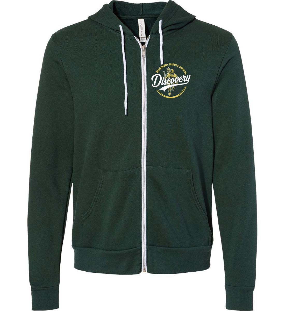 Forest Green Full-Zip Hoodie (Discovery Middle School Design C)
