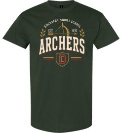 Forest Green Short Sleeve T-Shirt (Discovery Middle School Design G)