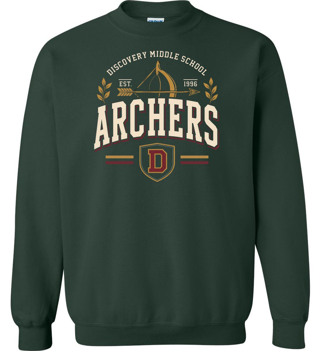 Forest Green Crewneck Sweatshirt (Discovery Middle School Design G)